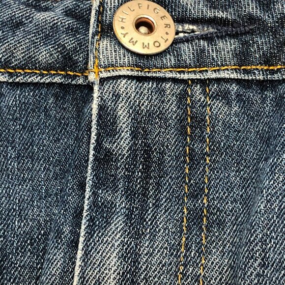 Tommy Hilfiger Jean Pencil Skirt Side Slit Distressed Medium Wash Womens 6 Logo - Picture 5 of 11